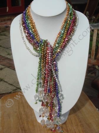 Assorted coloured freshwater Pearl Lariat style Necklaces
